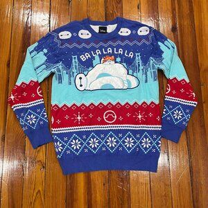 Disney Big Hero 6 Holiday Christmas Sweater Blue/Red Men's Size Medium